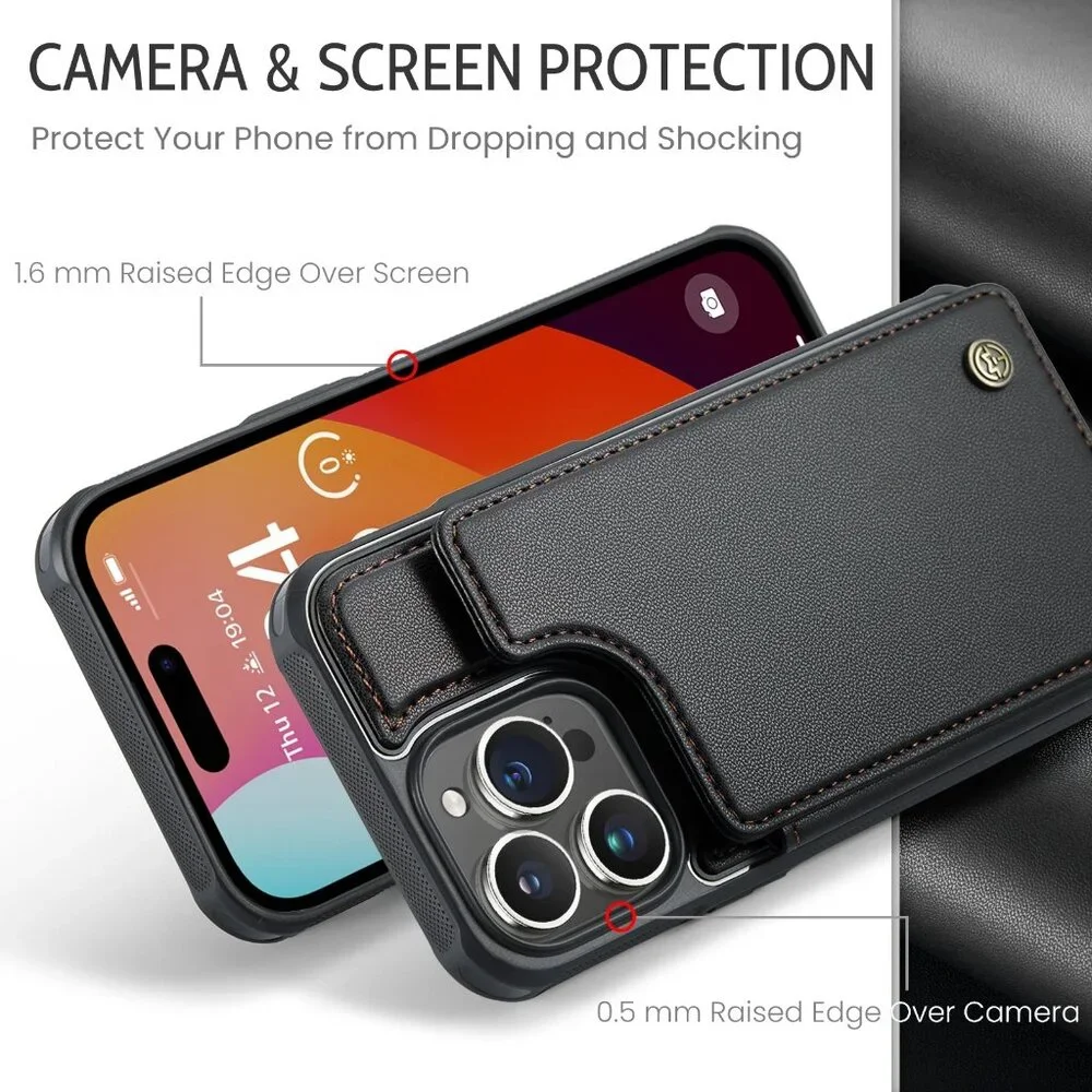 CaseMe C22 for iPhone 15 Pro Max PU Leather Wallet Case with RFID Blocking‎ Card